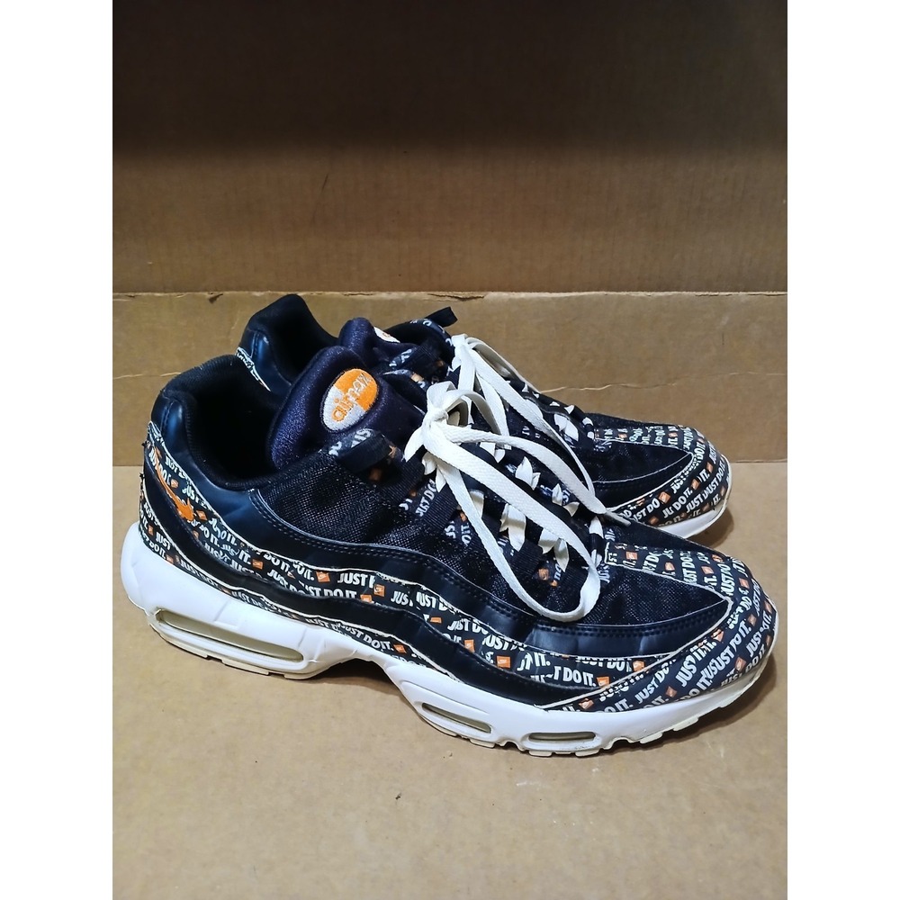 Nike Mens White Black Orange Just Do It Air Max 95 SE  Sneaker Shoes Size 13